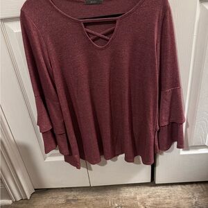 Elegant Maroon Blouse with Crisscross Neckline